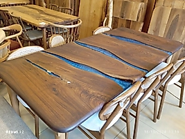 Epoksi ceviz masa bambu Zion 6 adet sandalye