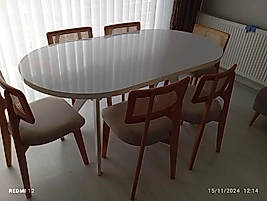 Zambak oval masa 6 adet hazeran sandalye