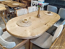 80x180cm oval kestane masa bohem 6 adet sandalye